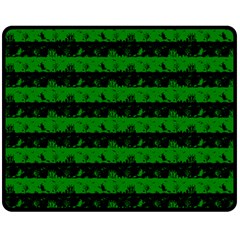 Alien Green And Black Halloween Nightmare Stripes  Fleece Blanket (medium)  by PodArtist