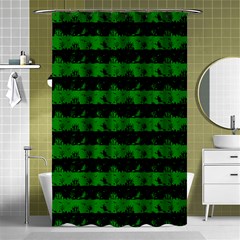 Alien Green And Black Halloween Nightmare Stripes  Shower Curtain 48  X 72  (small)  by PodArtist