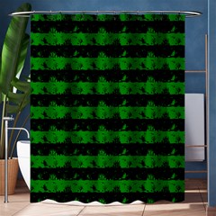 Alien Green And Black Halloween Nightmare Stripes  Shower Curtain 60  X 72  (medium)  by PodArtist