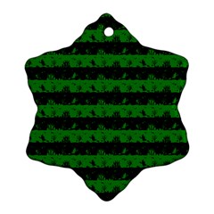 Alien Green And Black Halloween Nightmare Stripes  Ornament (snowflake) by PodArtist