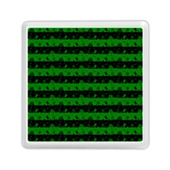 Alien Green And Black Halloween Nightmare Stripes  Memory Card Reader (square) by PodArtist