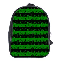 Alien Green And Black Halloween Nightmare Stripes  School Bag (xl) by PodArtist