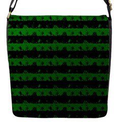 Alien Green And Black Halloween Nightmare Stripes  Flap Closure Messenger Bag (s) by PodArtist