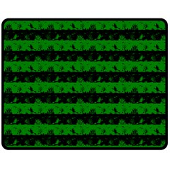 Alien Green And Black Halloween Nightmare Stripes  Double Sided Fleece Blanket (medium)  by PodArtist