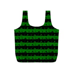 Alien Green And Black Halloween Nightmare Stripes  Full Print Recycle Bag (s) by PodArtist