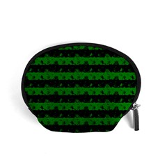 Alien Green And Black Halloween Nightmare Stripes  Accessory Pouch (small) by PodArtist