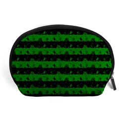 Alien Green And Black Halloween Nightmare Stripes  Accessory Pouch (large) by PodArtist