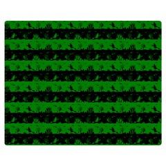 Alien Green And Black Halloween Nightmare Stripes  Double Sided Flano Blanket (medium)  by PodArtist