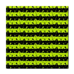 Slime Green And Black Halloween Nightmare Stripes  Tile Coasters by PodArtist