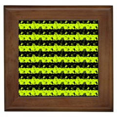 Slime Green And Black Halloween Nightmare Stripes  Framed Tiles by PodArtist