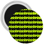 Slime Green and Black Halloween Nightmare Stripes  3  Magnets Front