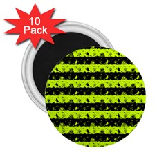 Slime Green And Black Halloween Nightmare Stripes  2 25  Magnets (10 Pack)  by PodArtist