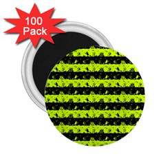 Slime Green And Black Halloween Nightmare Stripes  2 25  Magnets (100 Pack) 