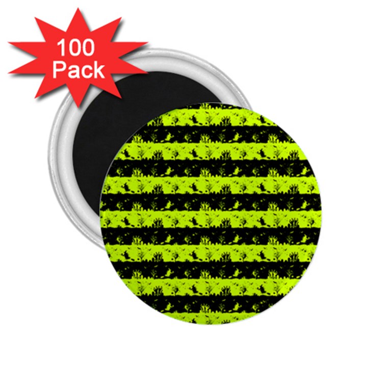 Slime Green and Black Halloween Nightmare Stripes  2.25  Magnets (100 pack) 