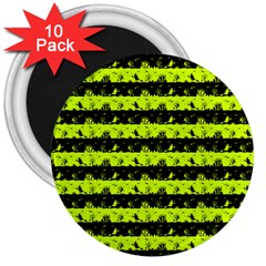 Slime Green And Black Halloween Nightmare Stripes  3  Magnets (10 Pack)  by PodArtist