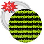 Slime Green and Black Halloween Nightmare Stripes  3  Buttons (100 pack)  Front