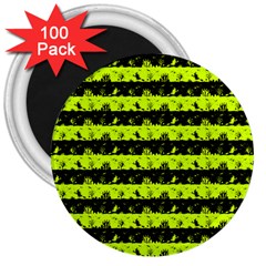 Slime Green And Black Halloween Nightmare Stripes  3  Magnets (100 Pack) by PodArtist