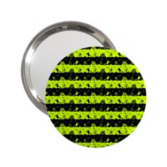 Slime Green And Black Halloween Nightmare Stripes  2 25  Handbag Mirrors by PodArtist