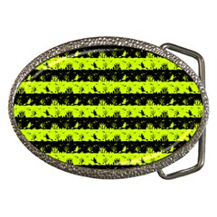 Slime Green And Black Halloween Nightmare Stripes  Belt Buckles by PodArtist