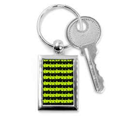 Slime Green And Black Halloween Nightmare Stripes  Key Chains (rectangle)  by PodArtist