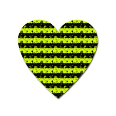 Slime Green And Black Halloween Nightmare Stripes  Heart Magnet by PodArtist