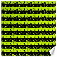 Slime Green And Black Halloween Nightmare Stripes  Canvas 12  X 12  by PodArtist