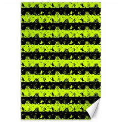 Slime Green And Black Halloween Nightmare Stripes  Canvas 20  X 30  by PodArtist