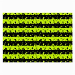 Slime Green And Black Halloween Nightmare Stripes  Large Glasses Cloth (2-side) by PodArtist