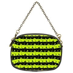 Slime Green And Black Halloween Nightmare Stripes  Chain Purse (one Side) by PodArtist