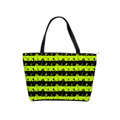 Slime Green And Black Halloween Nightmare Stripes  Classic Shoulder Handbag by PodArtist