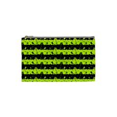 Slime Green And Black Halloween Nightmare Stripes  Cosmetic Bag (small) by PodArtist