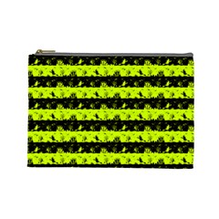 Slime Green And Black Halloween Nightmare Stripes  Cosmetic Bag (large) by PodArtist