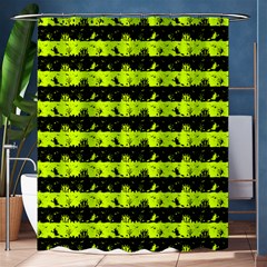 Slime Green And Black Halloween Nightmare Stripes  Shower Curtain 60  X 72  (medium)  by PodArtist