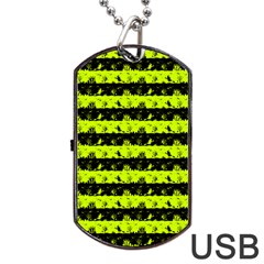 Slime Green And Black Halloween Nightmare Stripes  Dog Tag Usb Flash (one Side) by PodArtist