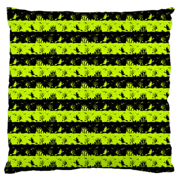 Slime Green and Black Halloween Nightmare Stripes  Large Cushion Case (One Side)