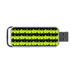 Slime Green And Black Halloween Nightmare Stripes  Portable Usb Flash (one Side) by PodArtist