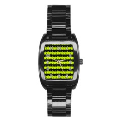 Slime Green And Black Halloween Nightmare Stripes  Stainless Steel Barrel Watch by PodArtist