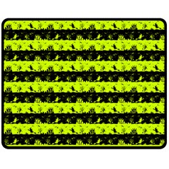 Slime Green And Black Halloween Nightmare Stripes  Double Sided Fleece Blanket (medium)  by PodArtist