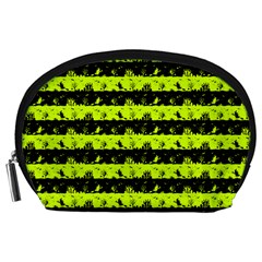 Slime Green And Black Halloween Nightmare Stripes  Accessory Pouch (large) by PodArtist