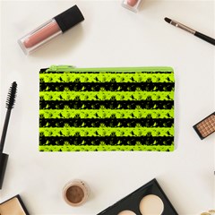 Slime Green And Black Halloween Nightmare Stripes  Cosmetic Bag (xs) by PodArtist