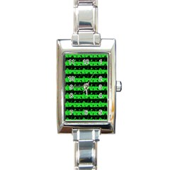 Monster Green And Black Halloween Nightmare Stripes  Rectangle Italian Charm Watch by PodArtist