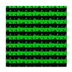 Monster Green And Black Halloween Nightmare Stripes  Tile Coasters by PodArtist