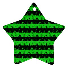 Monster Green And Black Halloween Nightmare Stripes  Ornament (star) by PodArtist