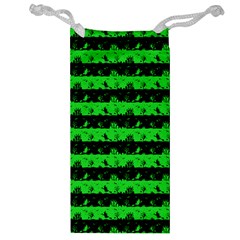 Monster Green And Black Halloween Nightmare Stripes  Jewelry Bag by PodArtist