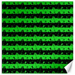 Monster Green And Black Halloween Nightmare Stripes  Canvas 12  X 12  by PodArtist