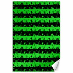 Monster Green And Black Halloween Nightmare Stripes  Canvas 20  X 30  by PodArtist