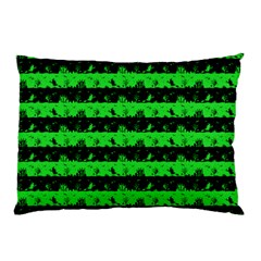 Monster Green And Black Halloween Nightmare Stripes  Pillow Case by PodArtist