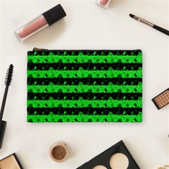 Monster Green And Black Halloween Nightmare Stripes  Cosmetic Bag (medium) by PodArtist