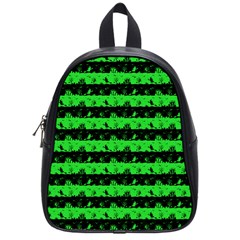 Monster Green And Black Halloween Nightmare Stripes  School Bag (small) by PodArtist