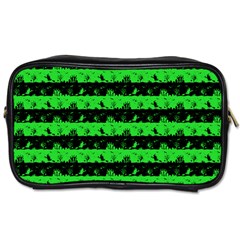 Monster Green And Black Halloween Nightmare Stripes  Toiletries Bag (one Side) by PodArtist